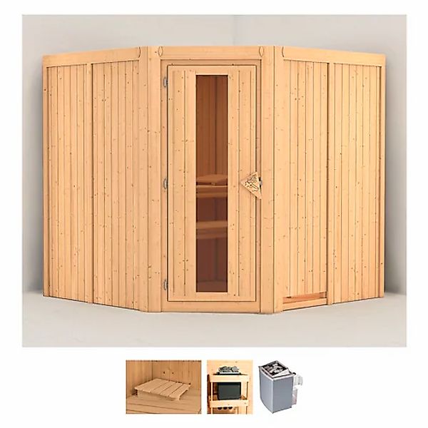 Karibu Sauna »Jarin« Set, 9-kW-Ofen mit integrierter Steuerung günstig online kaufen