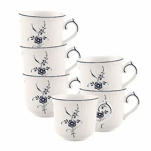 Villeroy & Boch Tasse »Kaffeetassen Vieux Luxembourg 120 ml 6er Set weiß-bl günstig online kaufen