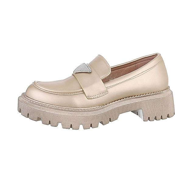 Ital-Design Damen Mokassins Freizeit Slipper (86188100) Blockabsatz Mokassi günstig online kaufen