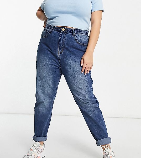 Yours – Exklusive Mom-Jeans in Blau günstig online kaufen