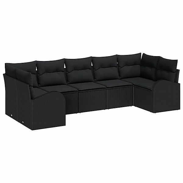 vidaXL Garten-Sofa-Set 7-Tlg Schwarz Poly Rattan 3346193 günstig online kaufen