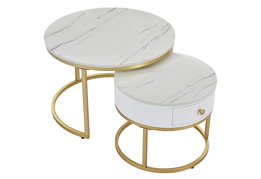 Merax Couchtisch Set rund Satztisch Wohnzimmertisch 1,5 cm Platte, hochglan günstig online kaufen