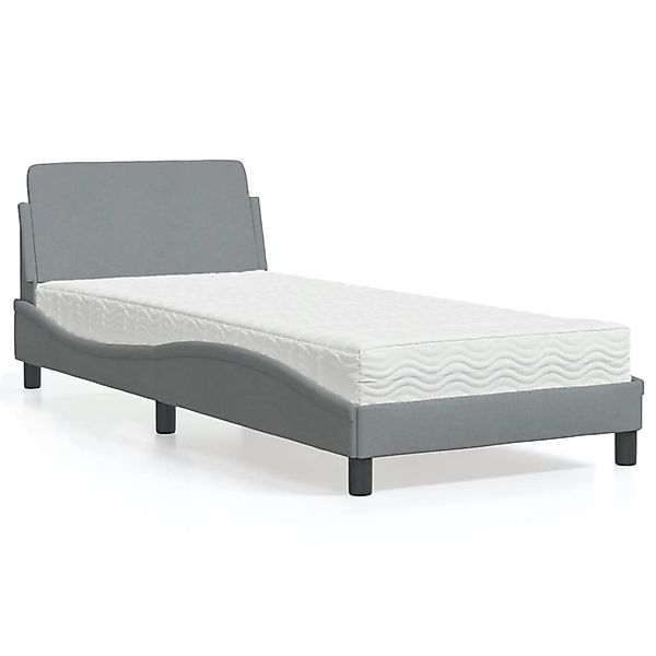 vidaXL Bett mit Matratze Hellgrau 90x190 cm Stoff2008786 günstig online kaufen