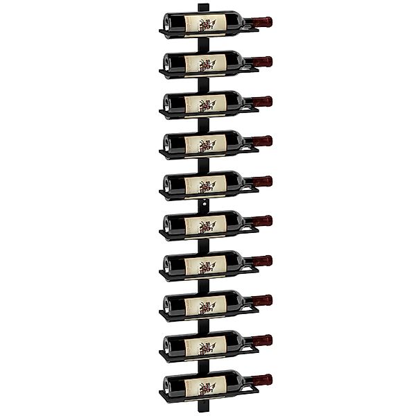 HOMCOM Weinregal für 10 Weinflaschen Stahl Schwarz 27L x 10B x 116H cm günstig online kaufen