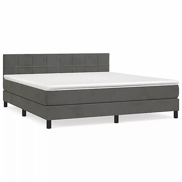 vidaXL Boxspringbett mit Matratze Dunkelgrau 180x200 cm Samt1368901 günstig online kaufen