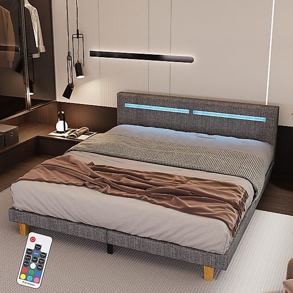 oyajia Polsterbett Doppelbett mit Lattenrost, LED-Beleuchtung günstig online kaufen