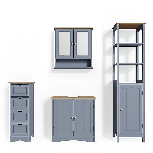 Vicco Badmöbel-Set Bianco Grau 4 Teile günstig online kaufen