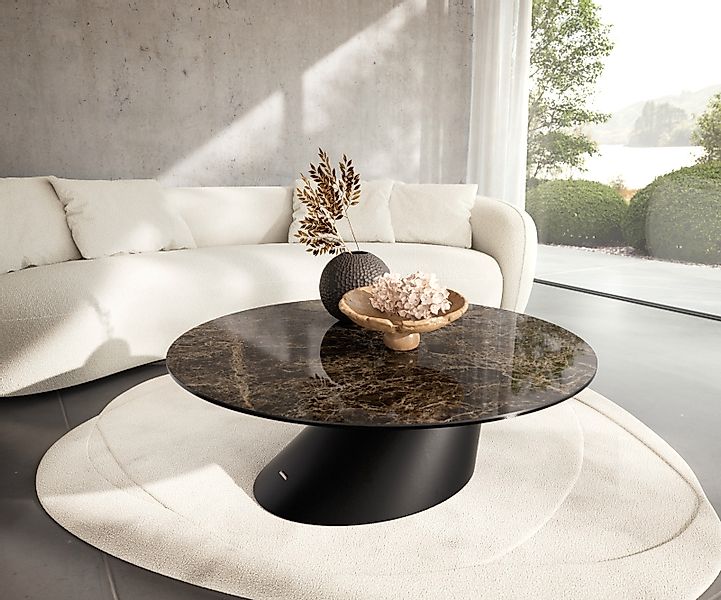 Couchtisch Edge Rund 100x100 cm Keramik Laminam® Emperador Extra Lucidato D günstig online kaufen