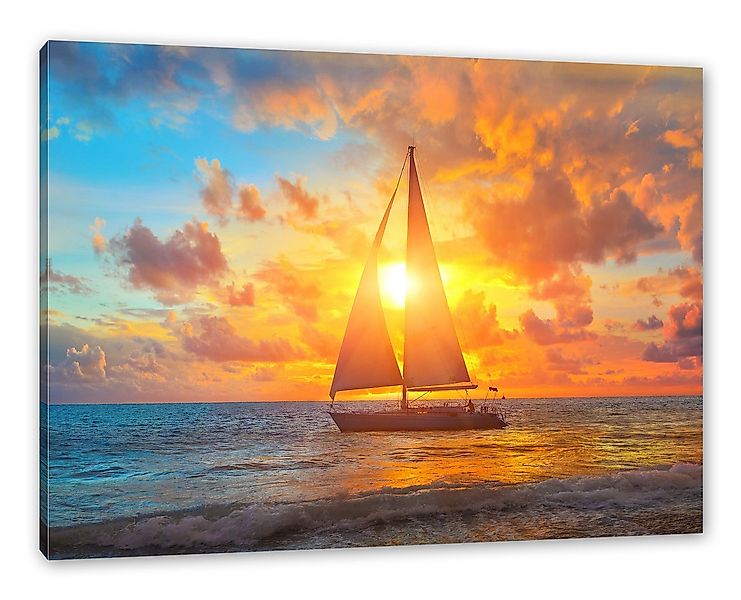 Pixxprint Leinwandbild Segelboot nahgelegen der Küste, Segelboot nahgelegen günstig online kaufen
