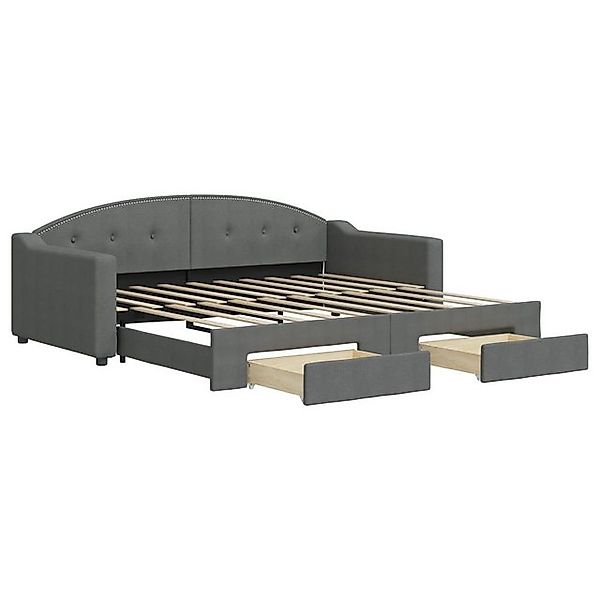 vidaXL Bettgestell, Tagesbett Ausziehbar mit Schubladen Dunkelgrau 90x190 c günstig online kaufen