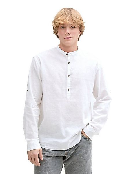 TOM TAILOR Denim Langarmhemd mit Leinenanteil günstig online kaufen