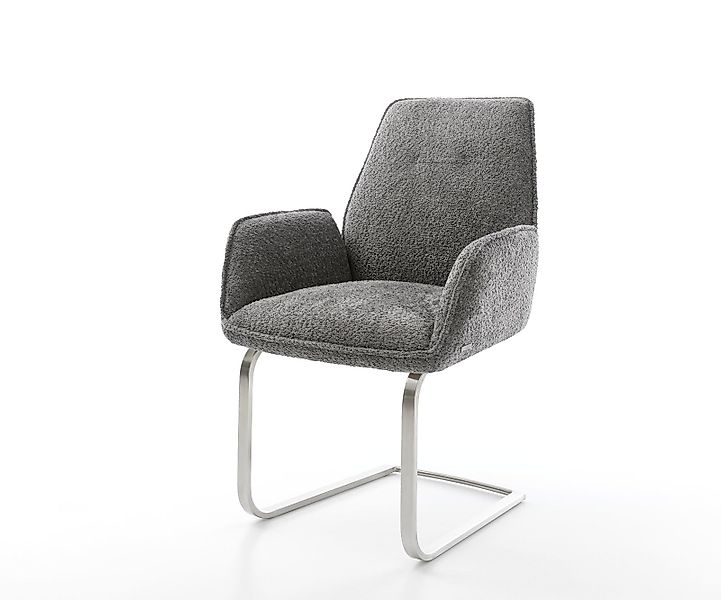 Freischwinger Zoa-Flex Bouclé Grau Freischwinger flach Edelstahl Taschenfed günstig online kaufen