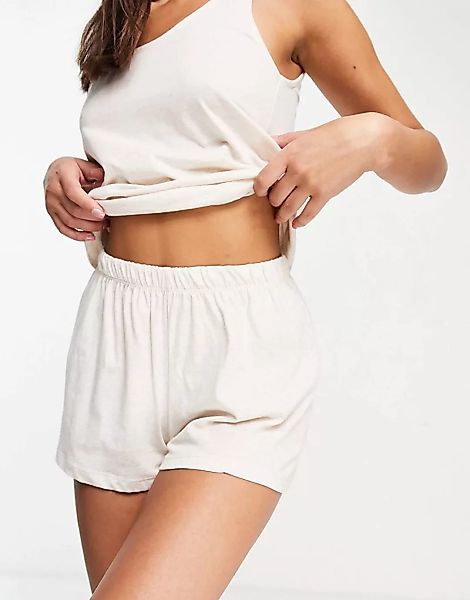 ASOS DESIGN – Mix & Match – Pyjama-Shorts aus Jersey in Creme-Weiß günstig online kaufen