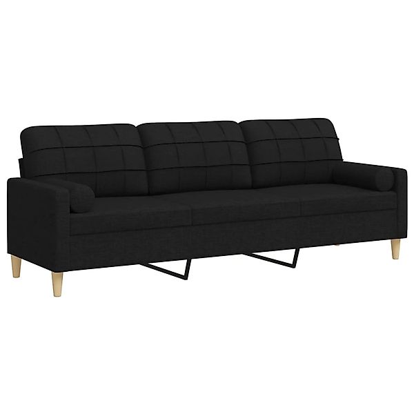 vidaXL Sofa 3-Sitzer mit Zierkissen Schwarz 210 cm Stoff 2163272 günstig online kaufen