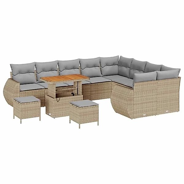 vidaXL Gartensofa-set mit Kissen 12-Tlg Beige und Hellgrau Poly-Rattan 3363 günstig online kaufen
