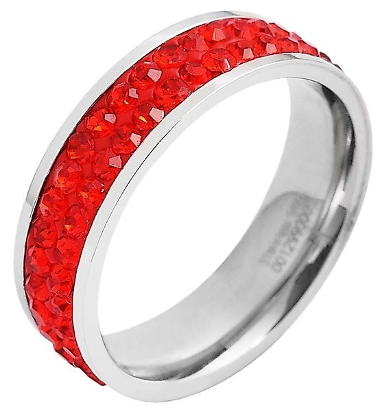 AKZENT Fingerring Femke aus Edelstahl, roter günstig online kaufen