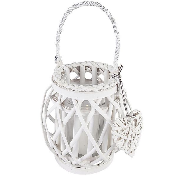MICA Dekolicht Windlicht - mit Weide ummantelt - 21 cm - weiß günstig online kaufen