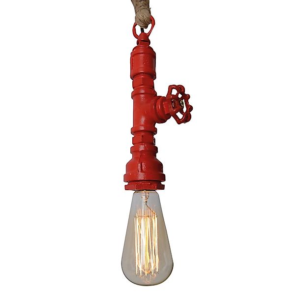 Pendelleuchte Vintage mit Hanfseil - rot günstig online kaufen