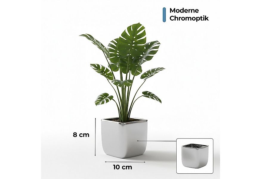 matches21 HOME & HOBBY Blumentopf Eckige Keramik Blumentöpfe in silberfarbe günstig online kaufen