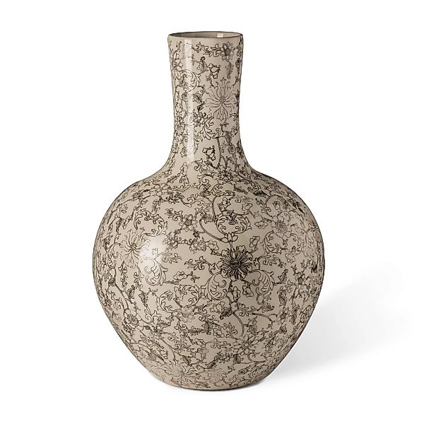 pols potten - Flower Sketch Vase - beige/H 54cm x Ø 36cm/handbemalte Detail günstig online kaufen