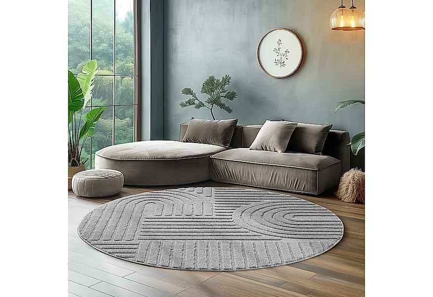 SIMPEX24 Designteppich Skandinavischer Boho, Rund, Höhe: 8 mm, Teppich Wohn günstig online kaufen