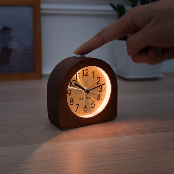 Navaris Wecker Analog Holz Wecker mit günstig online kaufen