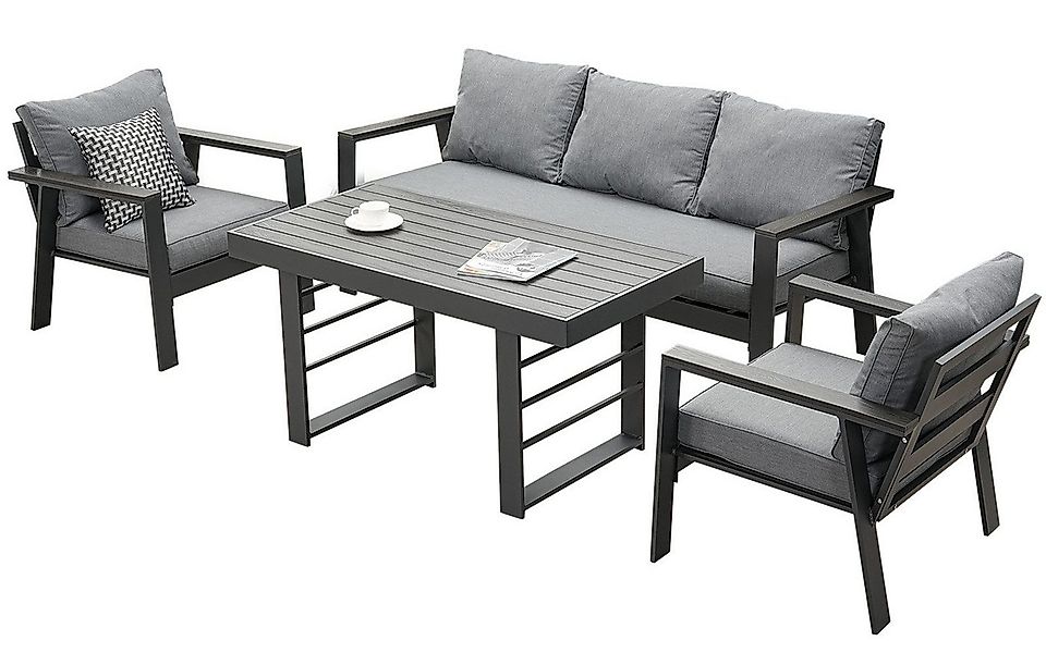 MeXo Gartenlounge-Set Aluminium 5-6 Personen, (Wetterfestes Gartenmöbel Set günstig online kaufen
