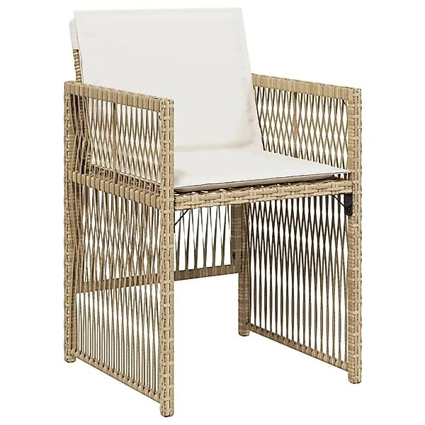 vidaXL Gartenstühle mit Kissen 4 Stk Beige Poly Rattan 364970 günstig online kaufen
