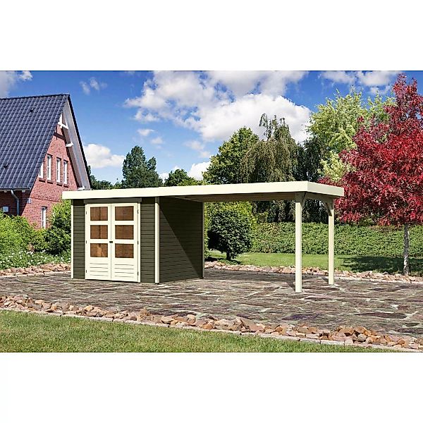 Karibu Holz-Gartenhaus Boras Terragrau Flachdach Lackiert 238 cm x 213 cm günstig online kaufen