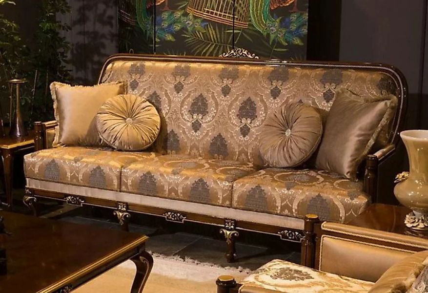 Casa Padrino Sofa Luxus Barock Sofa Grau / Braun / Gold 221 x 80 x H. 110 c günstig online kaufen