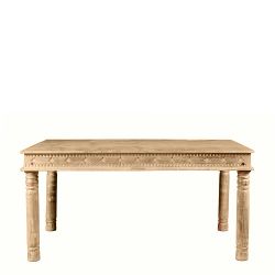 Designertisch aus Mangoholz Sandfarben massiv Schnitzereien versehen günstig online kaufen