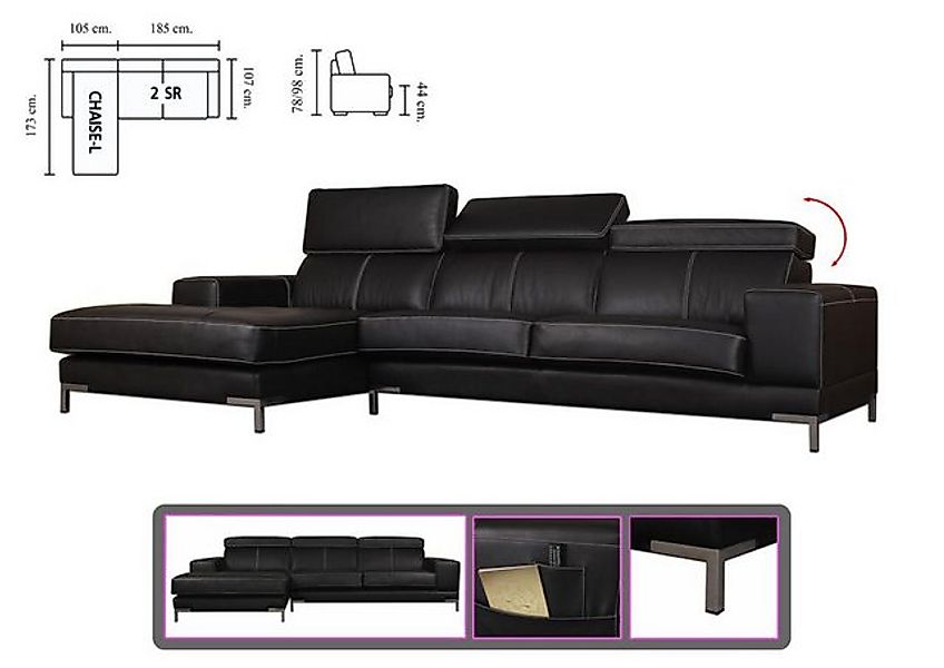Salottini Ecksofa Designer Ecksofa Modell Ramada Eckcouch, 2 Teile, Vollled günstig online kaufen