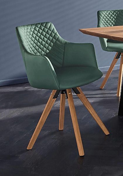 Home affaire Armlehnstuhl "LISABON" (Set) 2 Stk. Echtleder mit Drehfunktion günstig online kaufen