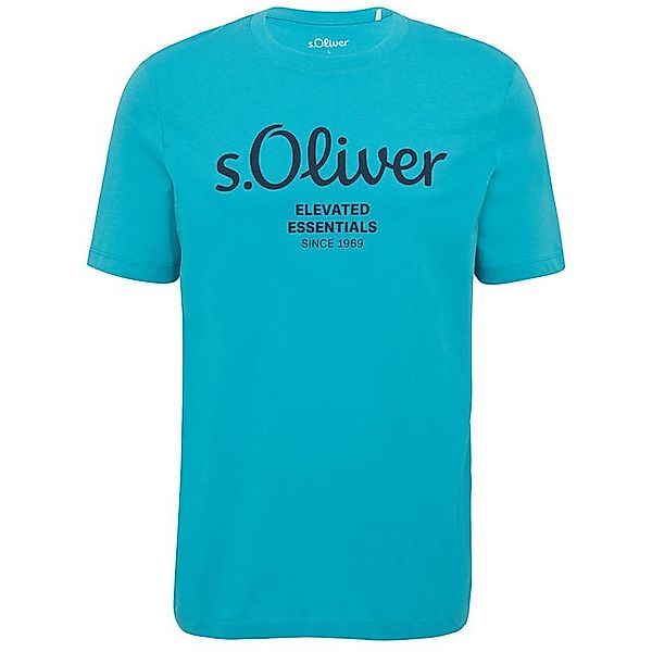 s.Oliver Rundhalsshirt Große Größen Herren T-Shirt türkisblau Logo-Frontpri günstig online kaufen