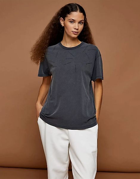 Topshop – Premium Leisure – T-Shirt in Distressed-Optik in Anthrazit-Grau günstig online kaufen