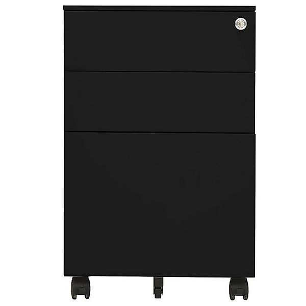 furnicato Aktenschrank mit Rollen Schwarz 39x45x60 cm Stahl (1-St) günstig online kaufen