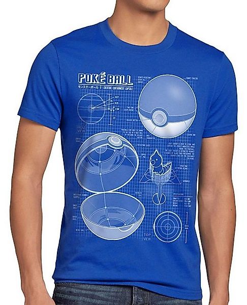 style3 T-Shirt Pokéball Blaupause monster spiel online pokemon günstig online kaufen