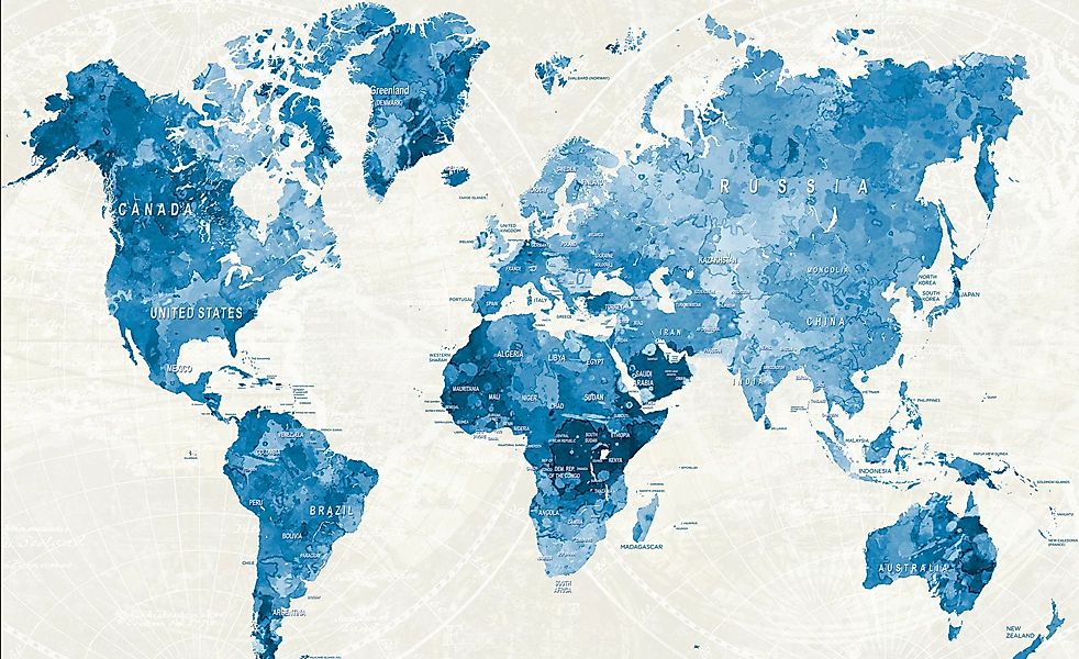 Kunstleinwand  "Worldmap" - blau - 80 cm - 60 cm - 2 cm - Sconto günstig online kaufen