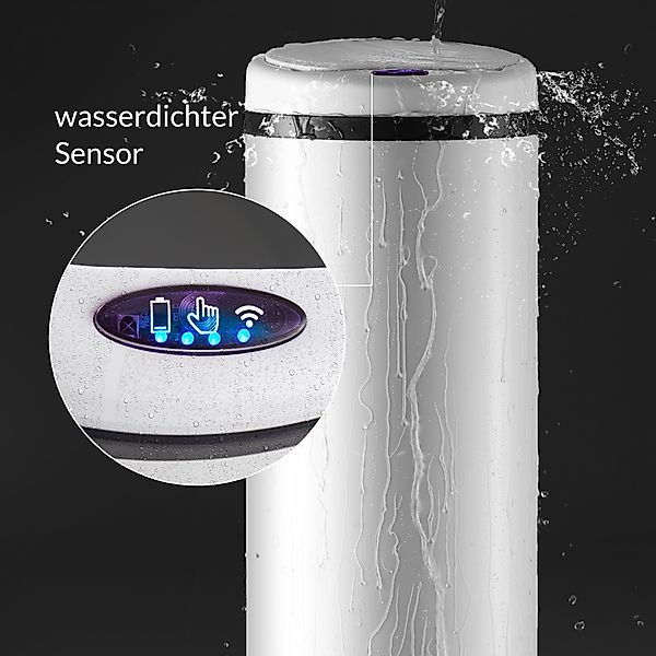 Sensor Mülleimer Weiß Edelstahl 50L günstig online kaufen
