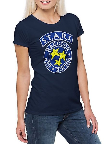 Urban Backwoods Print-Shirt Vintage S.T.A.R.S. Logo Damen T-Shirt Resident günstig online kaufen