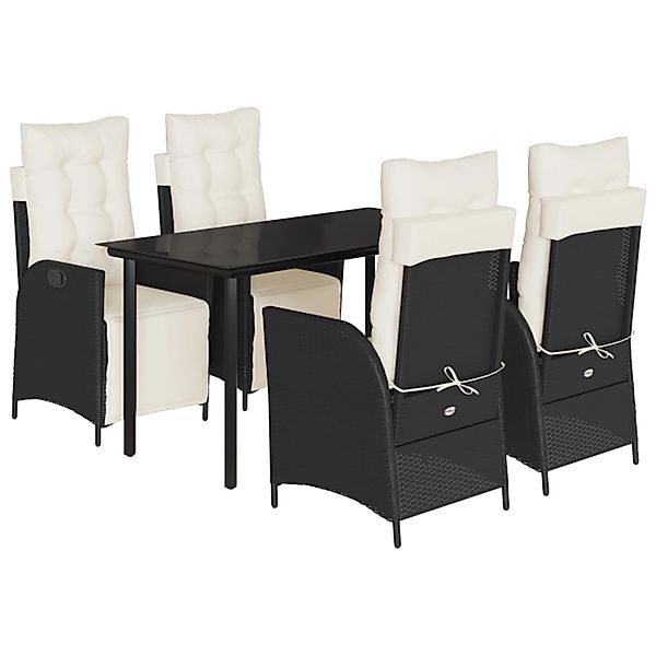 vidaXL 5-Tlg Garten-Essgruppe mit Kissen Schwarz Poly Rattan 3213387 günstig online kaufen