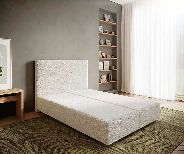 DELIFE Bettgestell Dream-Well, Bouclé Creme-Weiß 140x200 günstig online kaufen