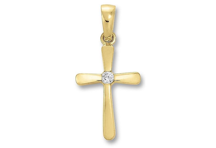 ONE ELEMENT Kettenanhänger Zirkonia Kreuz Anhänger aus 333 Gelbgold, Bedeut günstig online kaufen
