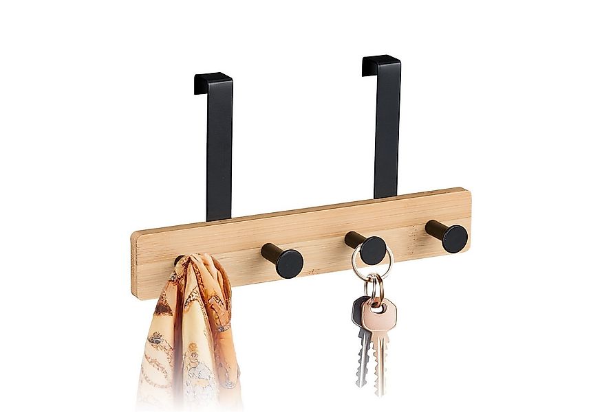 relaxdays Türgarderobe mit 4 Hake, Türen, schwarz günstig online kaufen