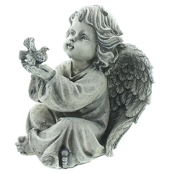 Home-trends24.de Engelfigur Engel Figur mit Vogel Grabschmuck Deko Weihnach günstig online kaufen