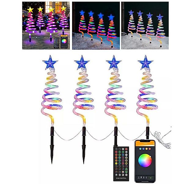 QUBEBU LED-Lichterkette Garten Weihnachten Beleuchtung 4er Spiralpfahl-Lich günstig online kaufen