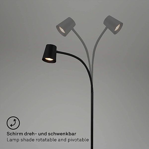 Brilo Stehleuchte Skriva Schwenkbar Fußtaster Schwarz 21 cm x 127,5 cm günstig online kaufen