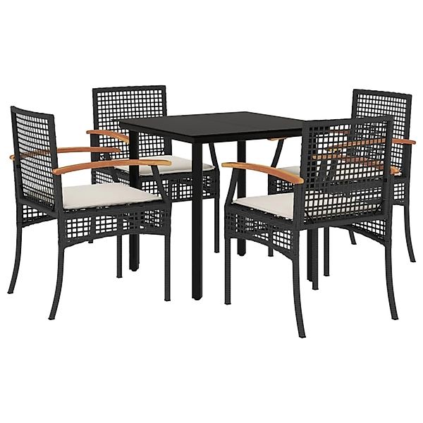 vidaXL 5-Tlg Garten-Essgruppe mit Kissen Schwarz Poly Rattan 3213604 günstig online kaufen