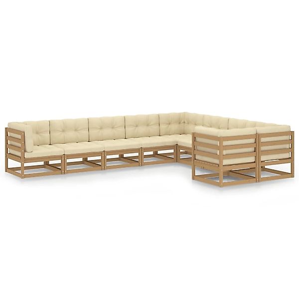 vidaXL 9-tlg Garten-Lounge-Set Kissen Honigbraun Kiefer Massivholz Modell 6 günstig online kaufen