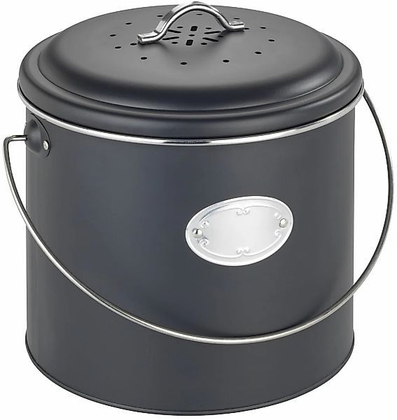 WENKO Biomülleimer "Modell Nero" Komposteimer aus Metall, inkl. 3 Aktivkohl günstig online kaufen